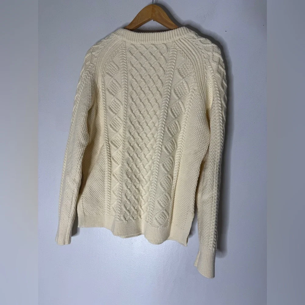 NWT‎ J. Crew Ivory Cable Knit Fisherman’s Cotton Sweater Small